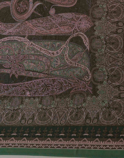Green Satin Printed Saree