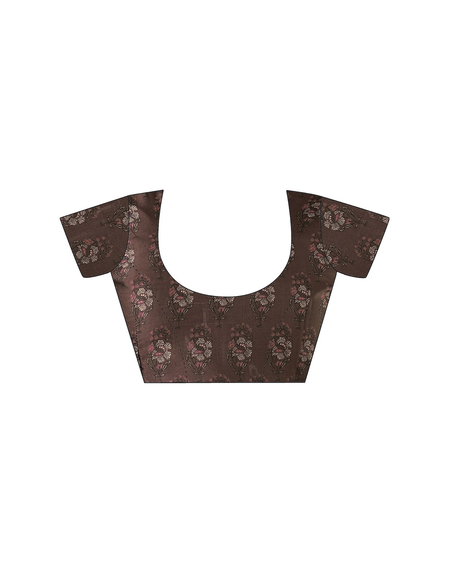 Brown Satin Printed Saree