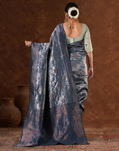 Blue Silk Woven Saree