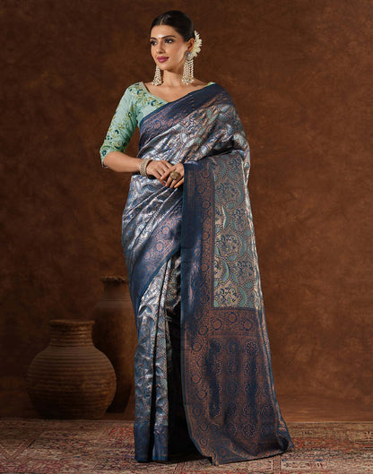 Blue Silk Woven Saree