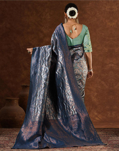 Blue Silk Woven Saree