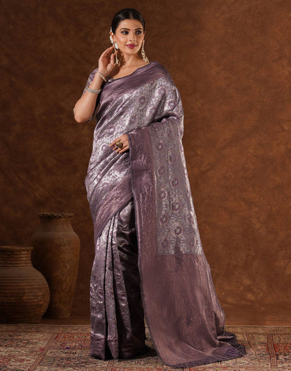 Mauve Silk Woven Saree
