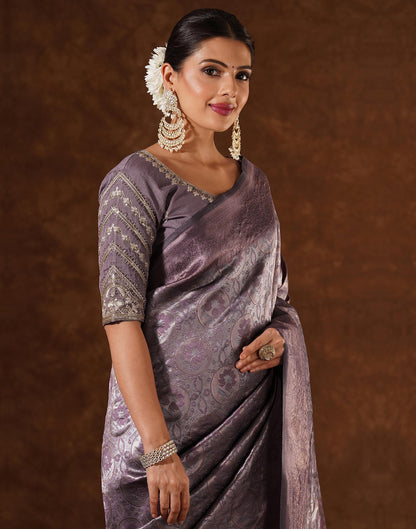 Mauve Silk Woven Saree