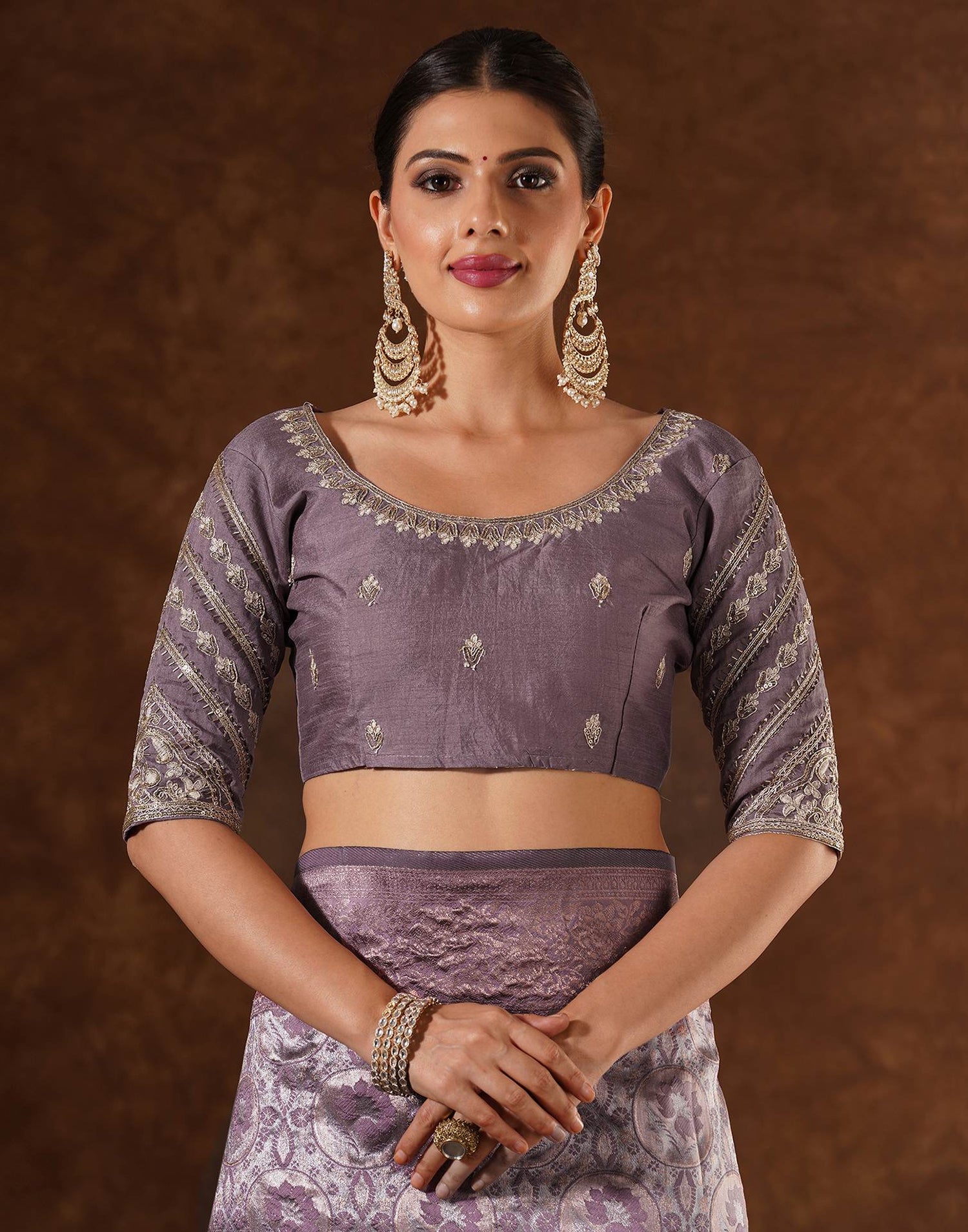 Mauve Silk Woven Saree