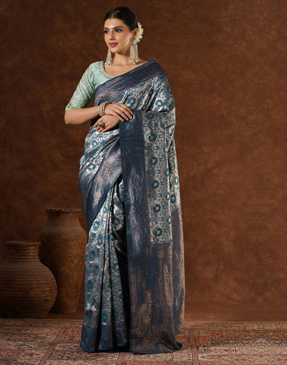 Blue Silk Woven Saree