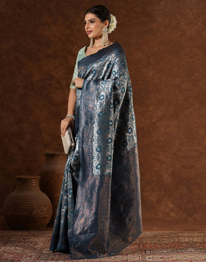 Blue Silk Woven Saree