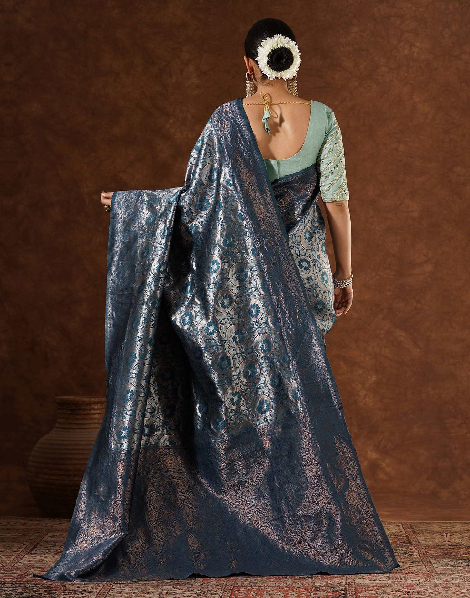 Blue Silk Woven Saree
