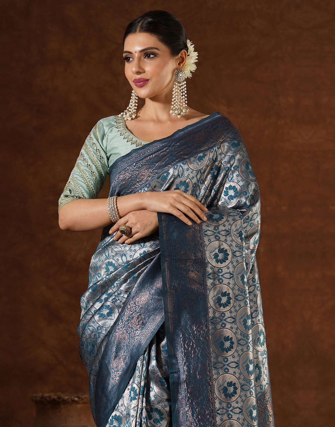 Blue Silk Woven Saree