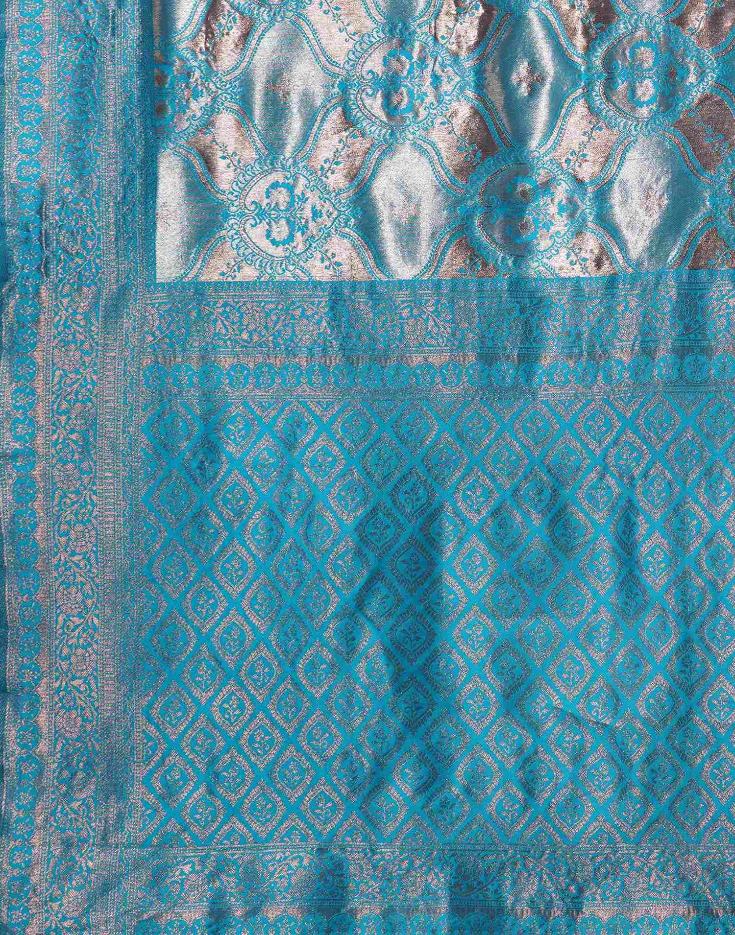 Turquoise Silk Woven Saree