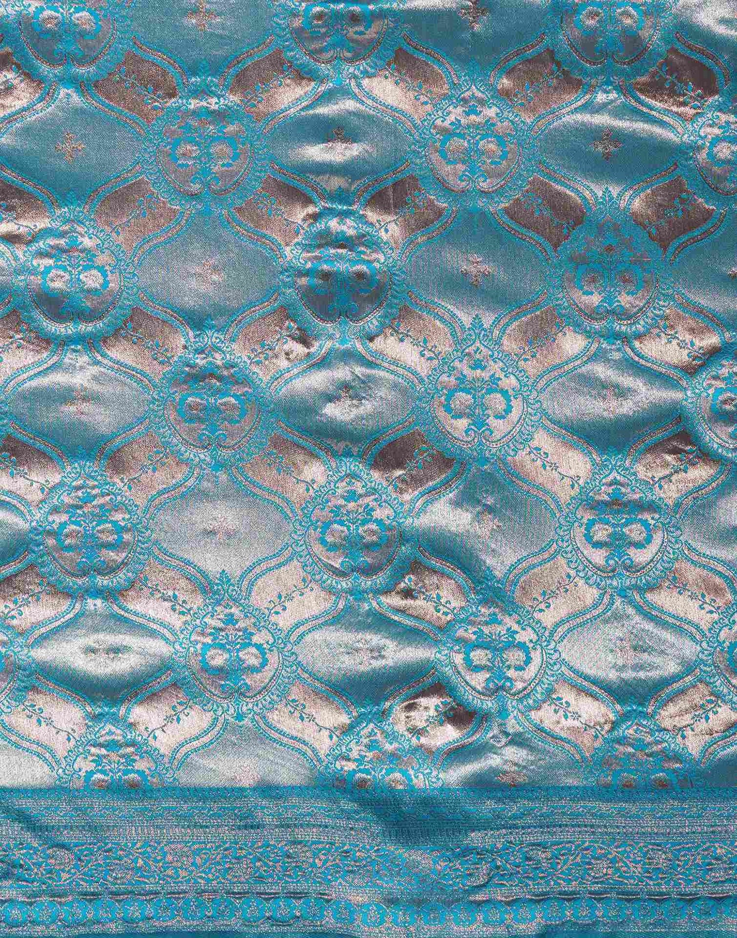 Turquoise Silk Woven Saree