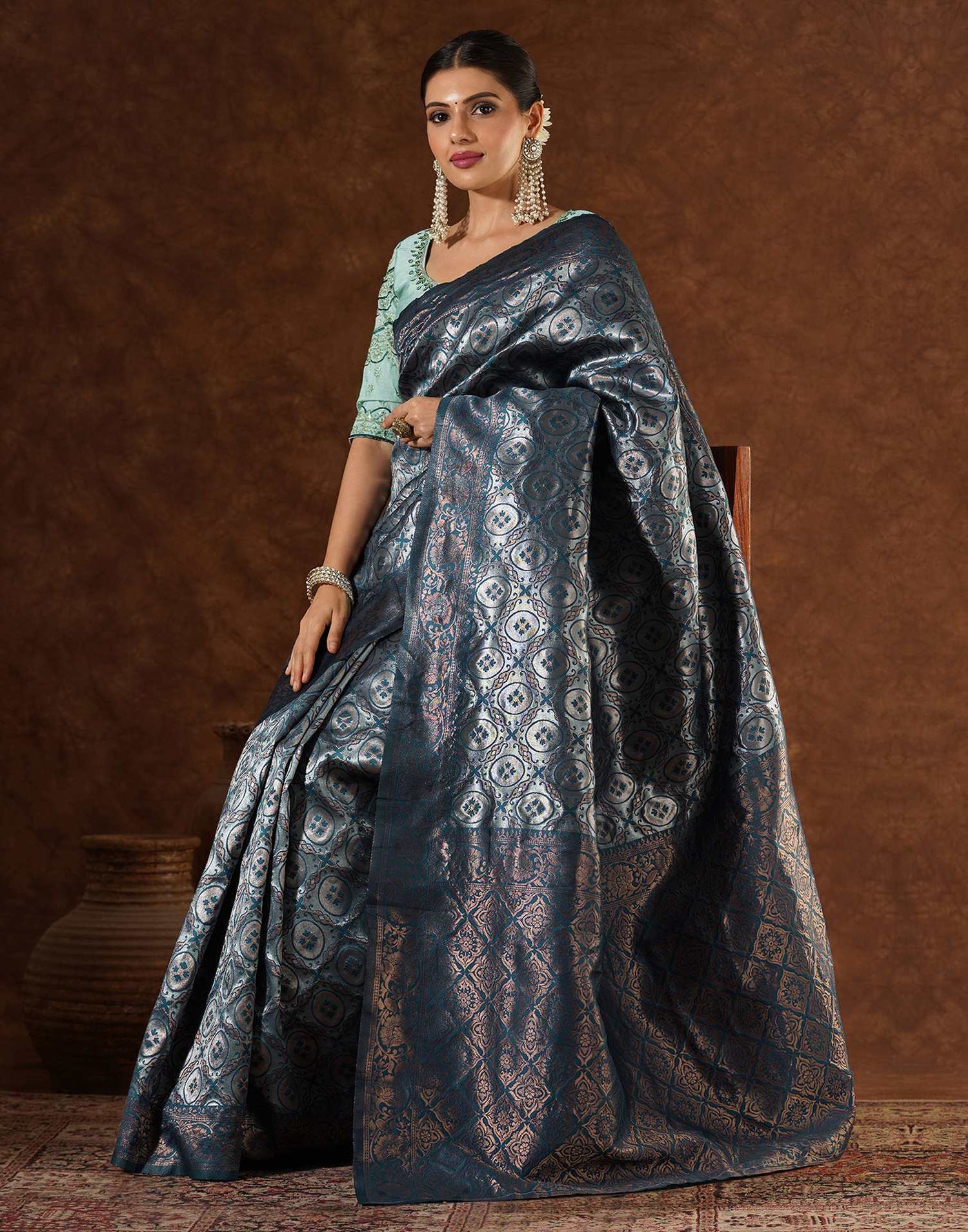 Blue Silk Woven Saree
