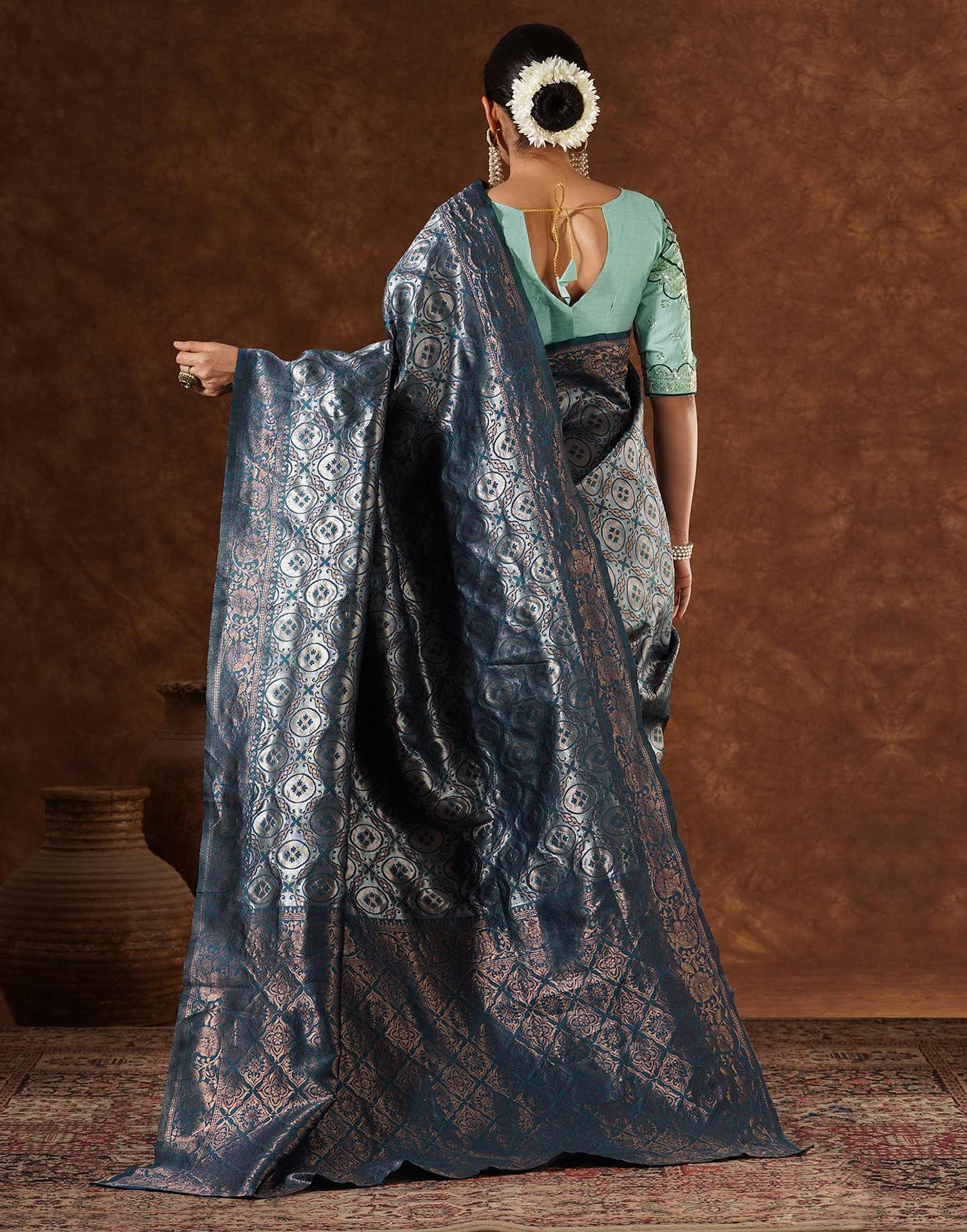 Blue Silk Woven Saree