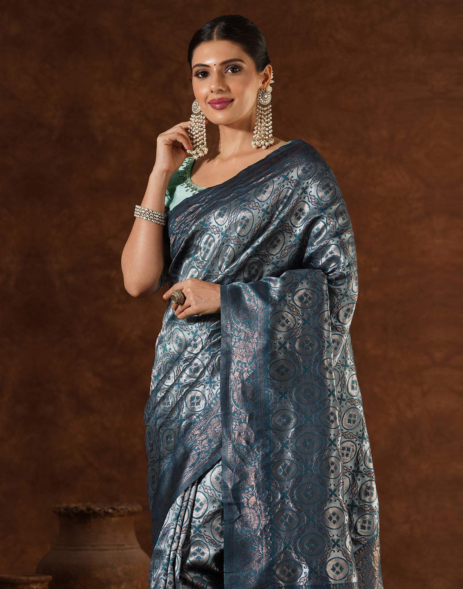 Blue Silk Woven Saree