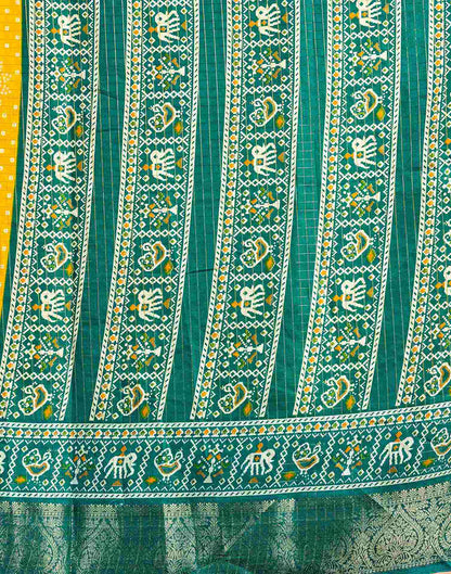 Yellow Silk Printed Bandhani Saree