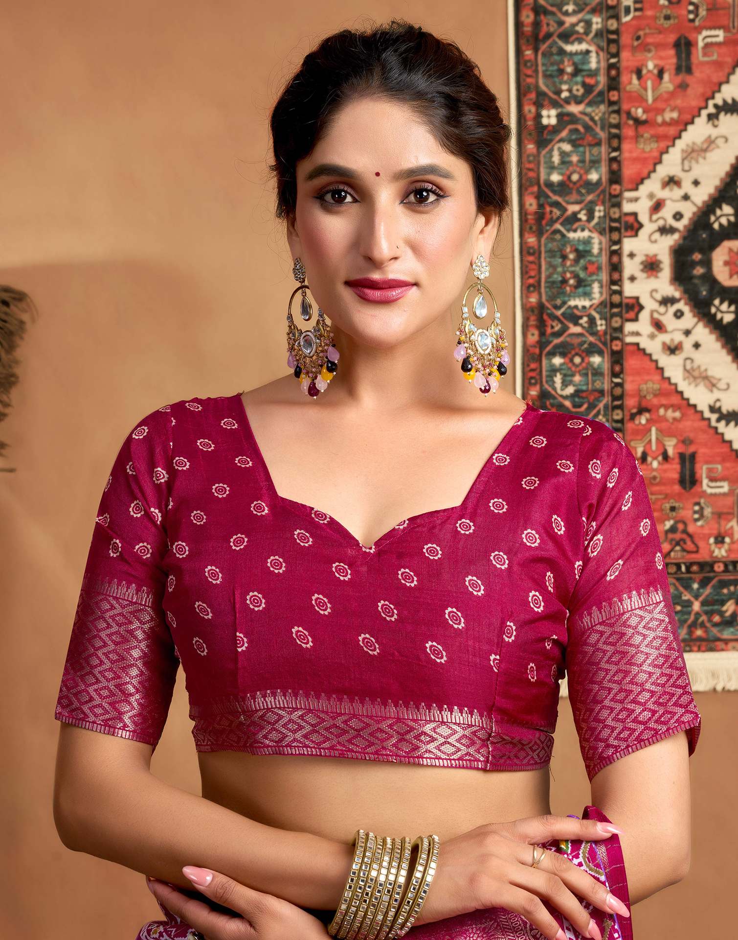 Purple Silk Printed Bandhani Saree