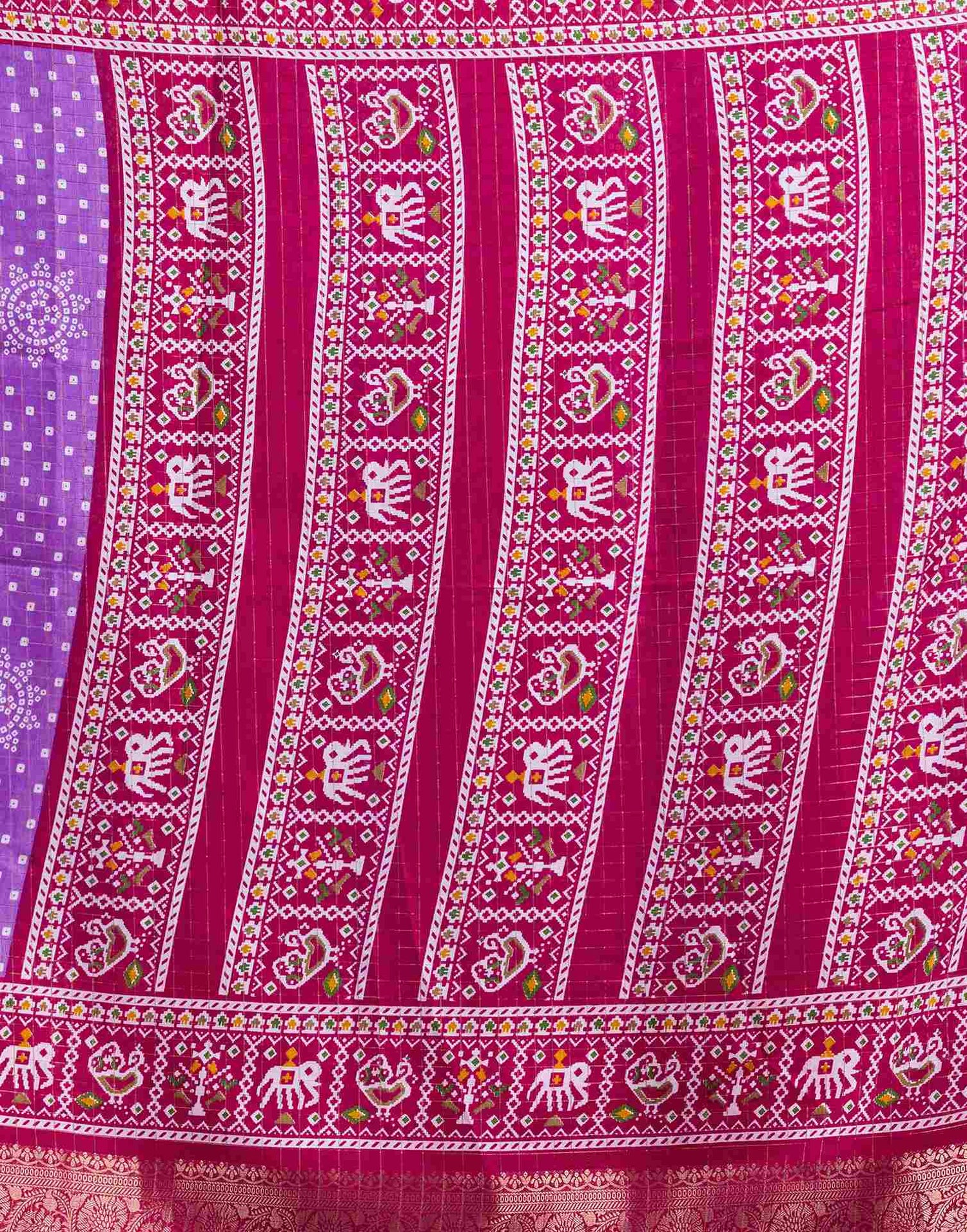 Purple Silk Printed Bandhani Saree