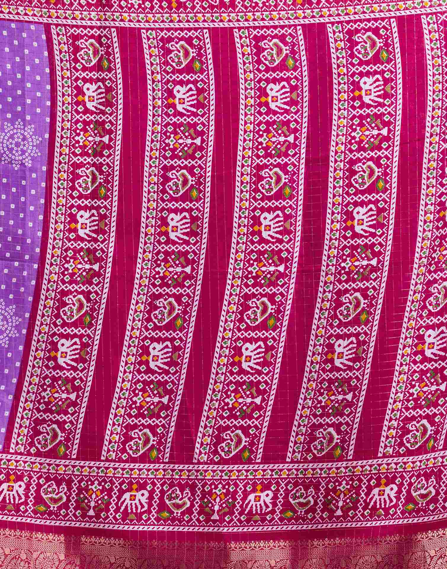 Purple Silk Printed Bandhani Saree