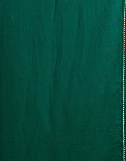 Green Vichitra Silk Lace Plain Saree