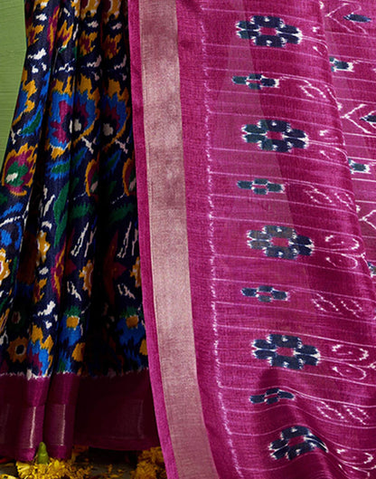 Multicoloured Silk Zari Printed Saree
