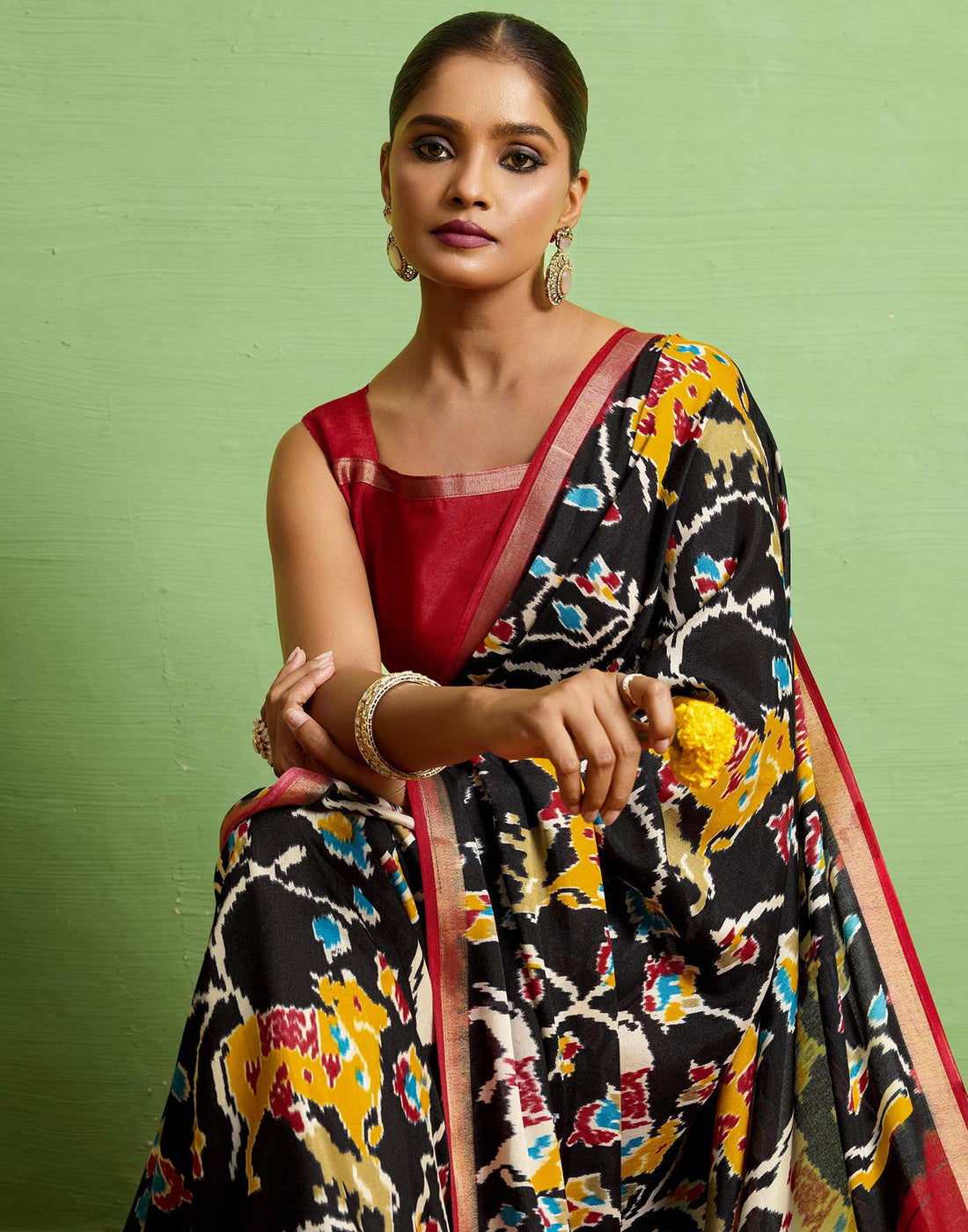 Red Silk Zari Printed Saree