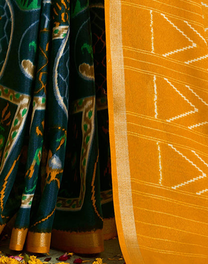 Yellow Silk Zari Printed Saree
