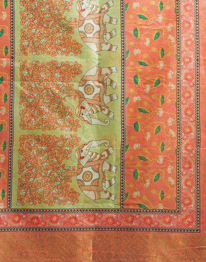 Light Green Silk Floral Printed Saree