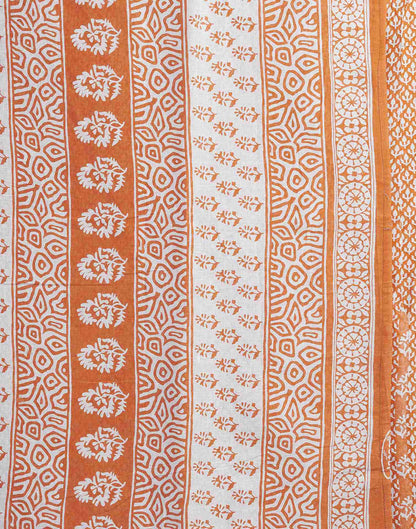 Orange Cotton Printed Saree