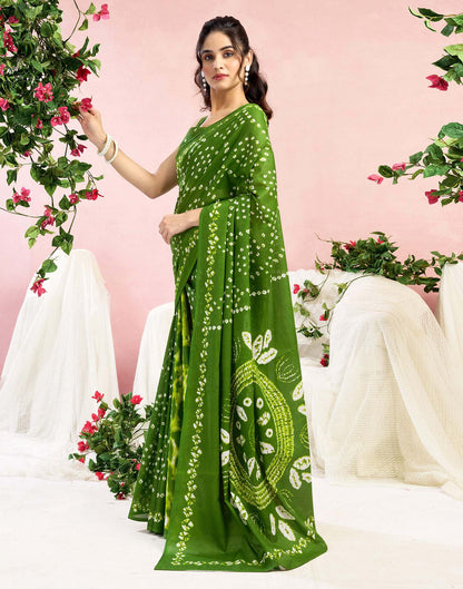Green Cotton Printed Saree