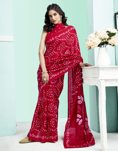 Red Cotton Printed Saree
