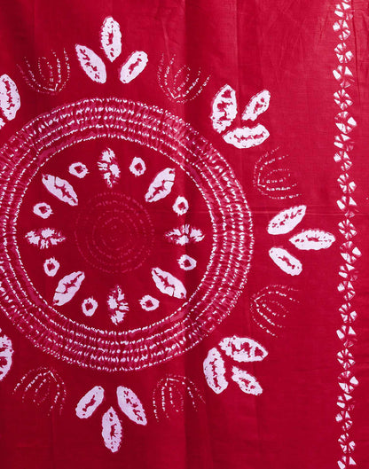 Red Cotton Printed Saree