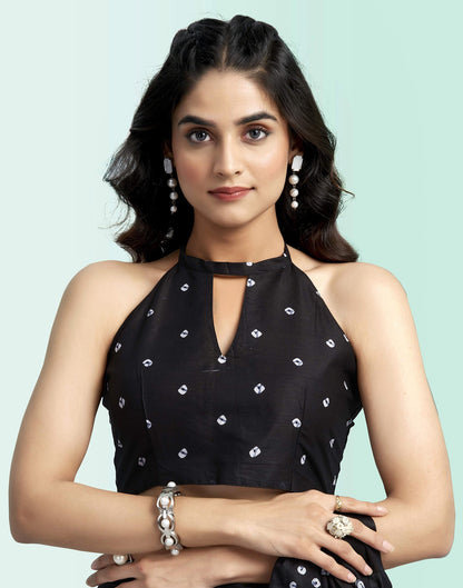 Black Cotton Printed Saree