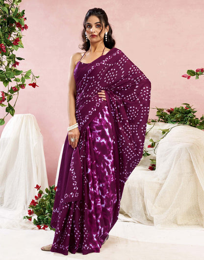 Purple Cotton Printed Saree