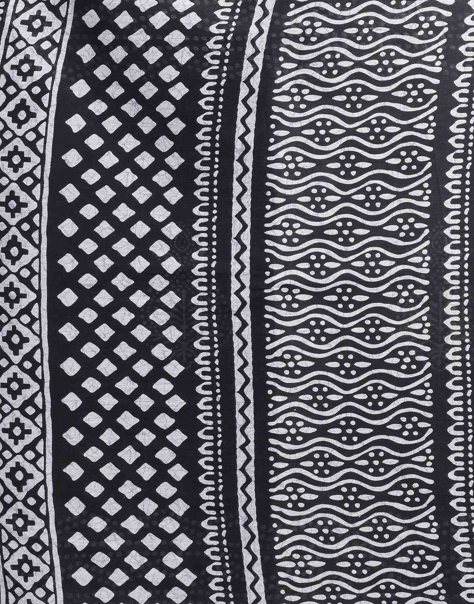 Black Cotton Printed Saree