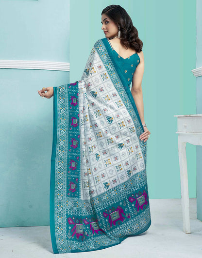 Green Cotton Printed Saree