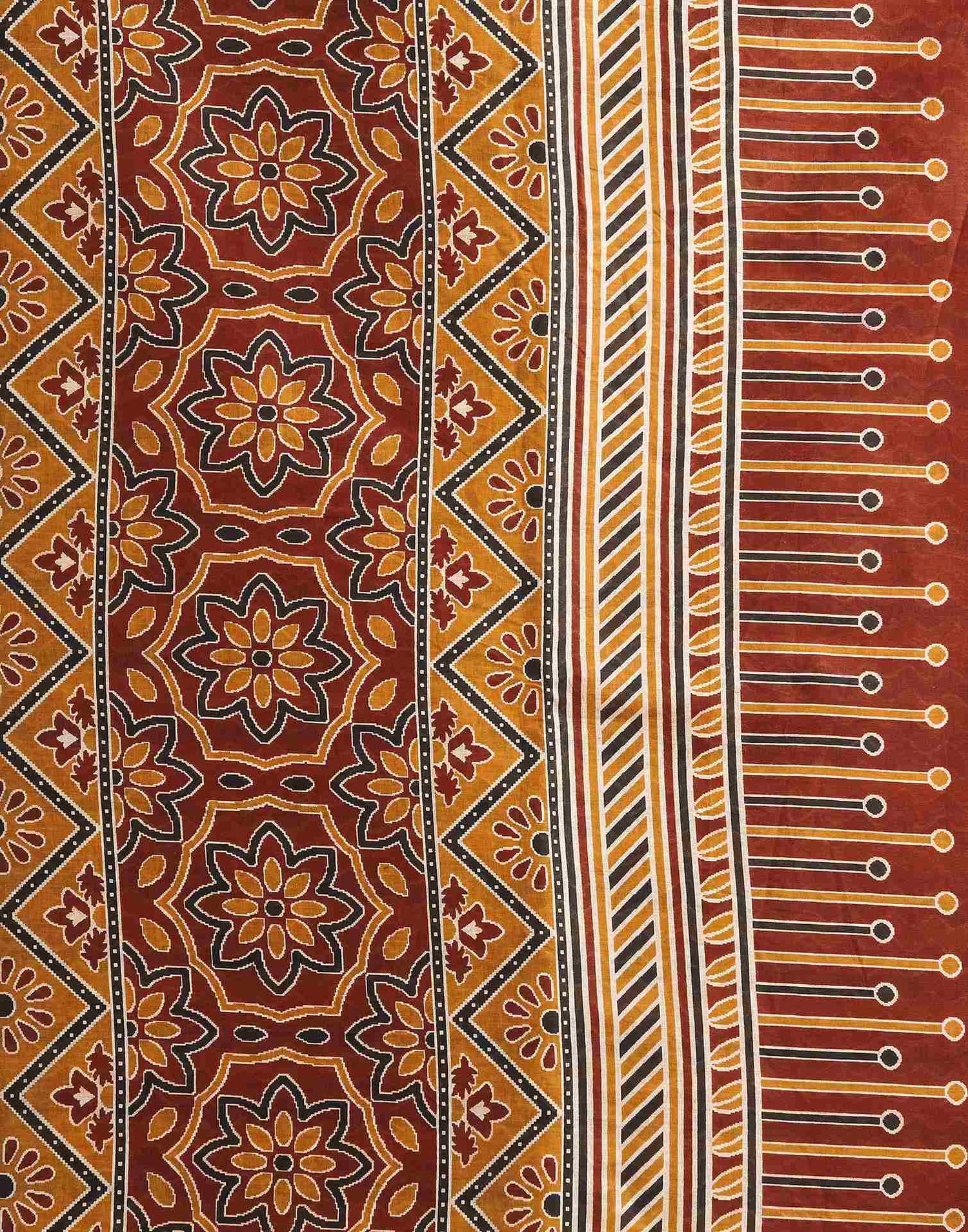 Brown Cotton Printed Saree