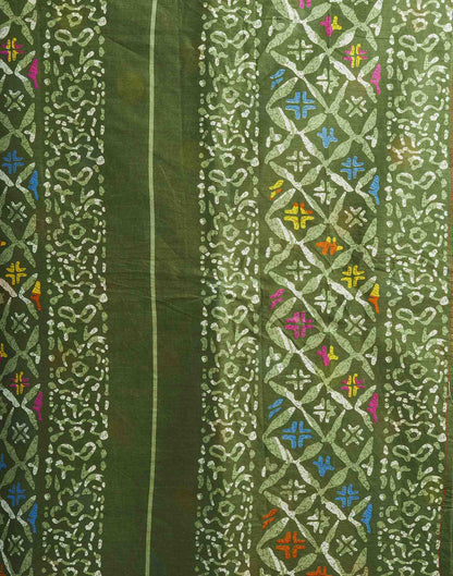 Green Cotton Printed Saree
