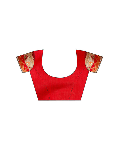 Red Silk Printed Bandhani Saree