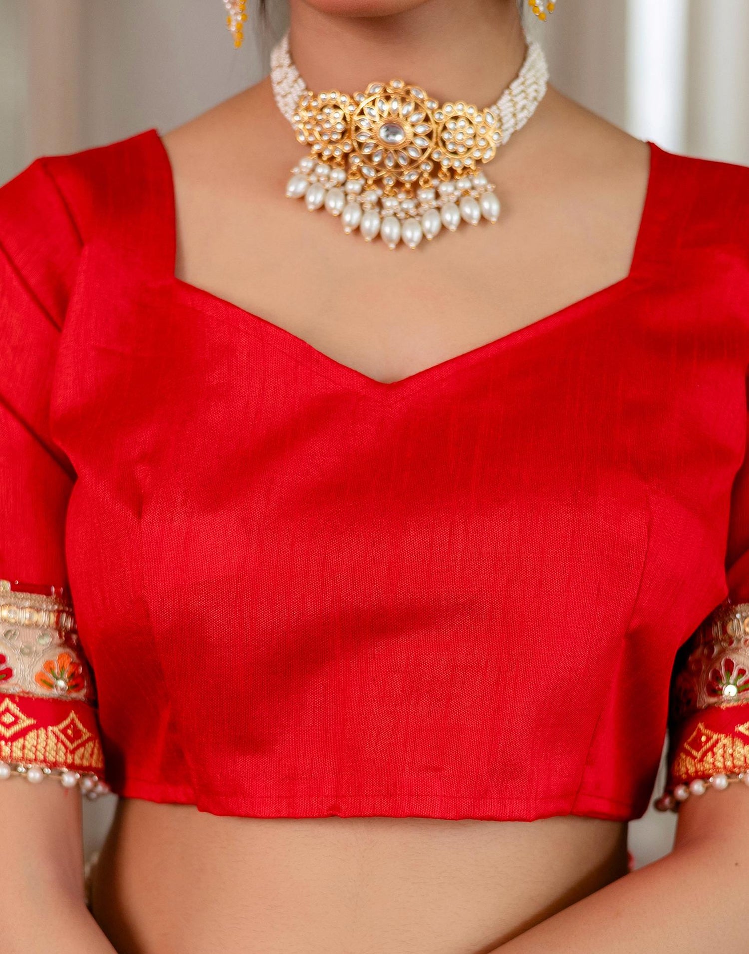 Red Silk Printed Bandhani Saree