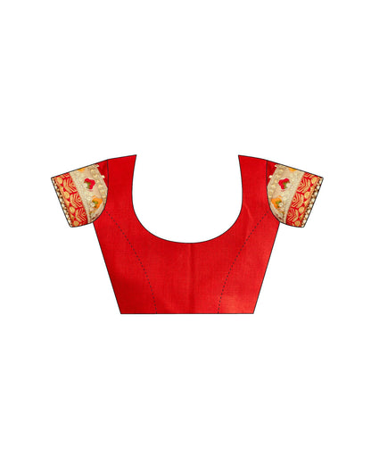 Orange Silk Printed Bandhani Saree
