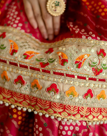 Orange Silk Printed Bandhani Saree