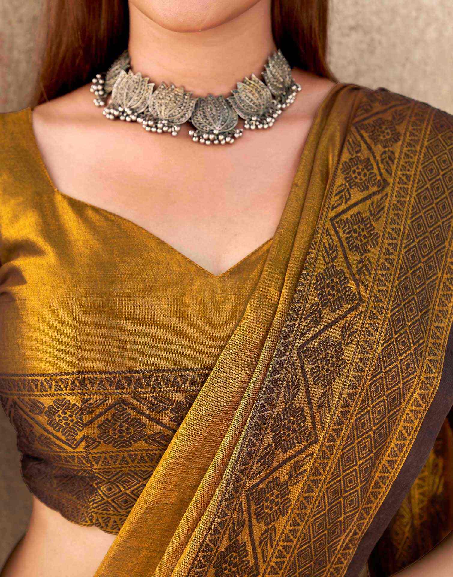 Golden Tissue Cotton Woven Saree