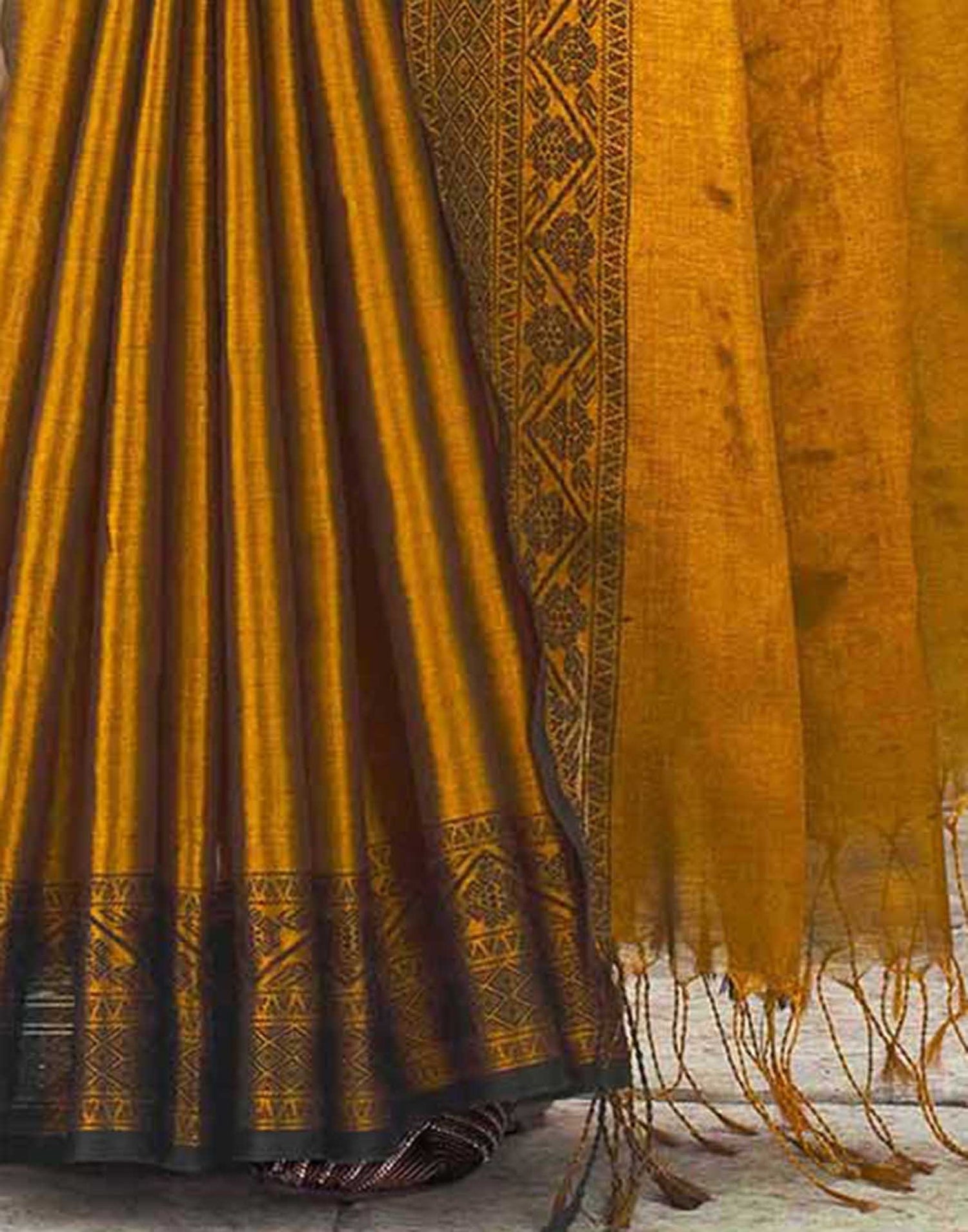 Golden Tissue Cotton Woven Saree