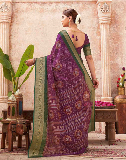 Purple Silk Printed Bandhani Saree