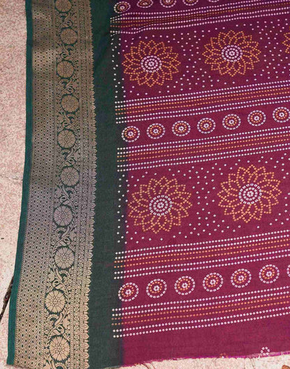 Purple Silk Printed Bandhani Saree