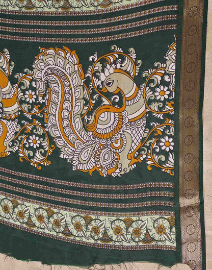 Green Silk Printed Saree