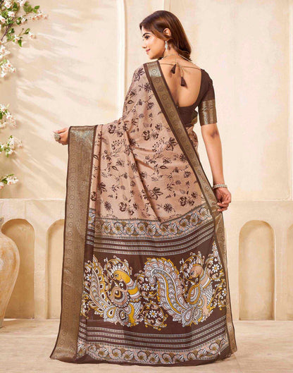 Brown Silk Printed Saree