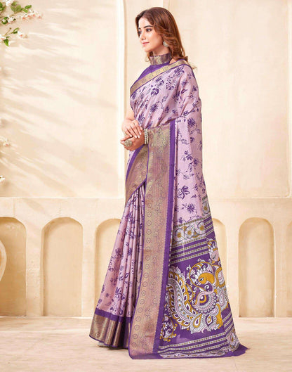 Purple Silk Printed Saree