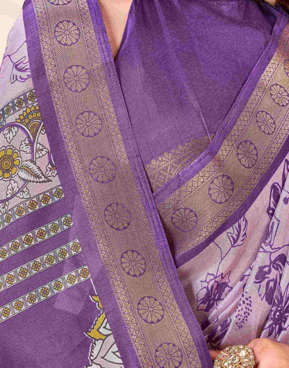 Purple Silk Printed Saree