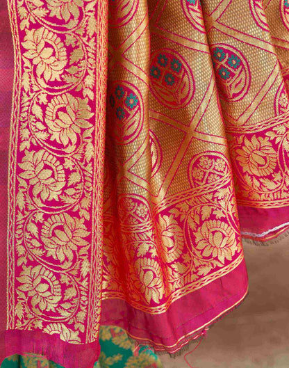 Teal Green Silk Woven Banarasi Saree