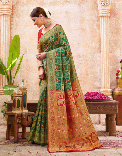 Green Silk Woven Patola Saree